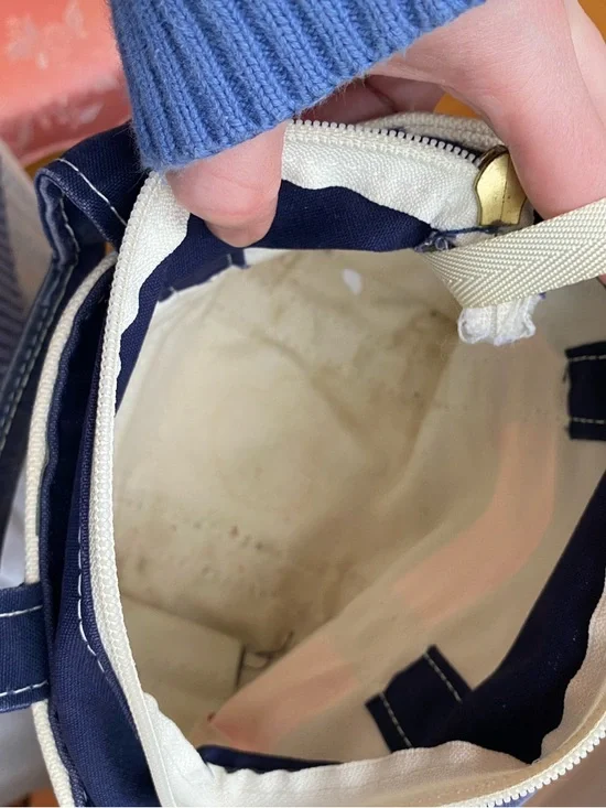L.L. Bean 90s Vintage Mini Boat & Tote Canvas Pink & Navy Stripe Bag Made in USA - Picture 6 of 10